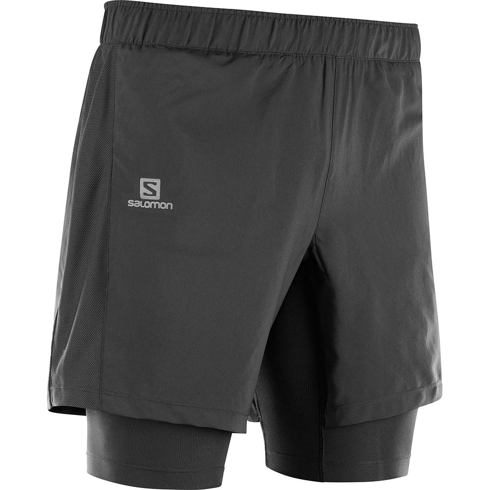 Pantalones Cortos Salomon Hombre Negras - Salomon Argentina AGILE TWINSKIN M,653417-OCE